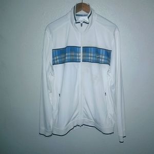 Nike XL Mens Zip Front Warm Up Athletic Jacket Blue Plaid on White
